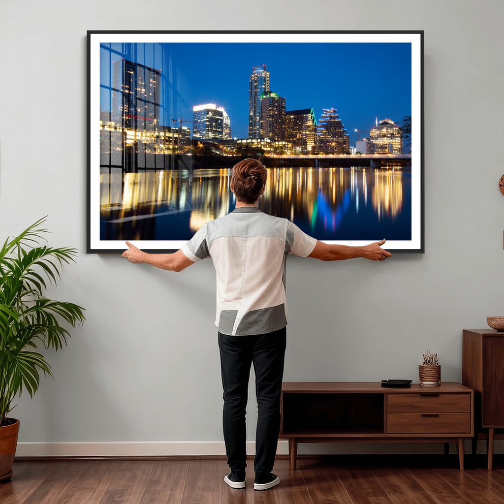 Austin Skyline Wall Art Canvas Print, Austin Downtown Night Cityscape