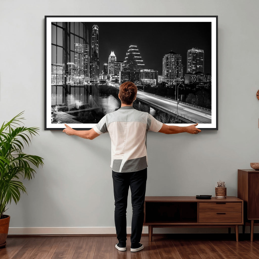 Austin Skyline Wall Art Canvas Print, Austin Downtown Night Cityscape