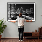 Austin Skyline Wall Art Canvas Print, Austin Downtown Night Cityscape
