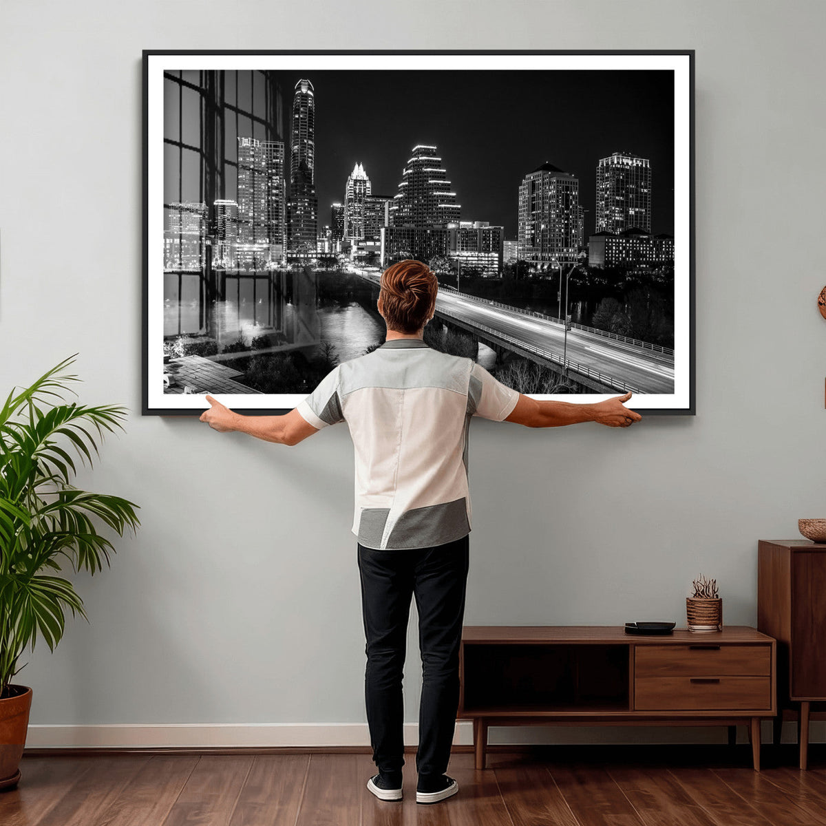 Austin Skyline Wall Art Canvas Print, Austin Downtown Night Cityscape