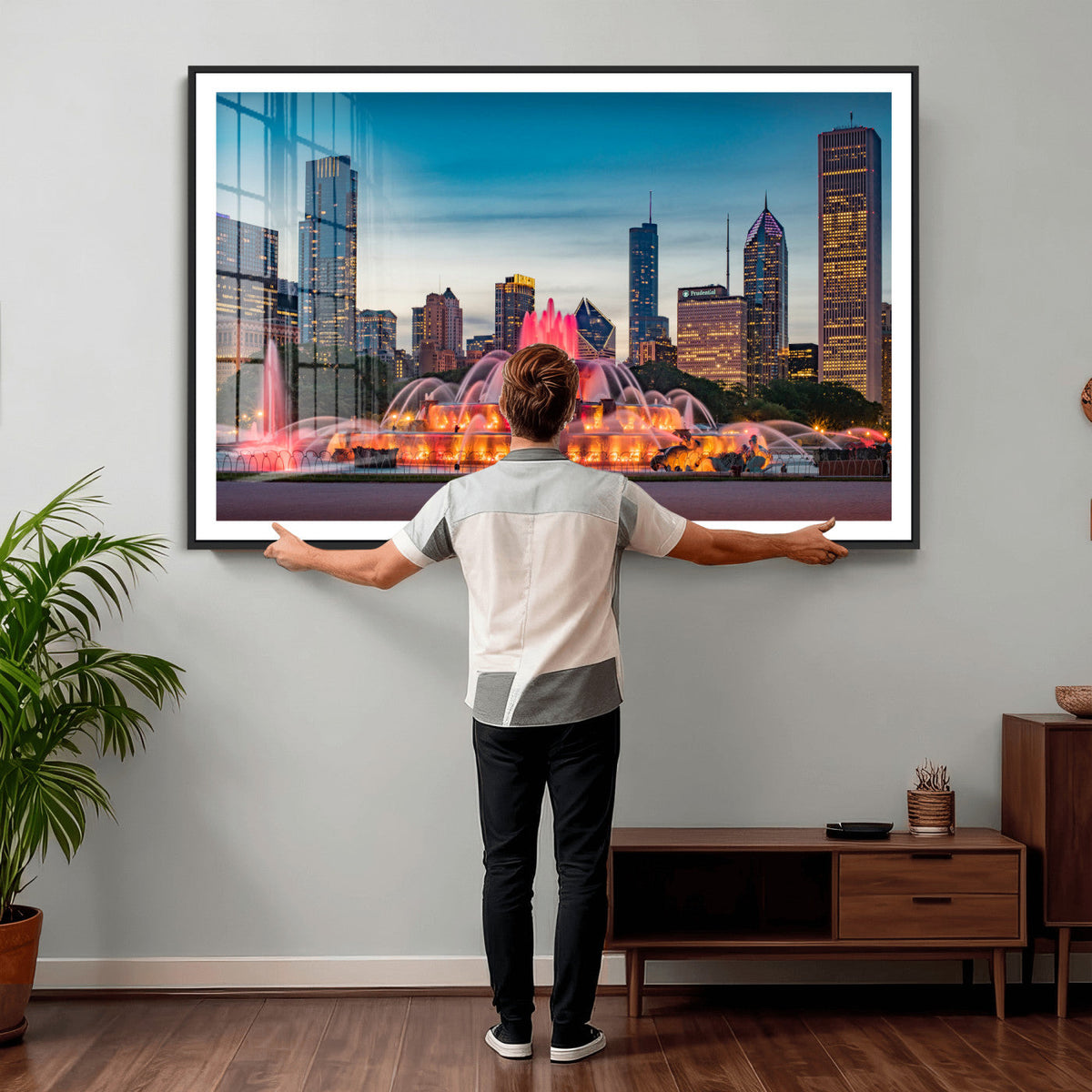 Chicago Wall Art Canvas Print - Chicago City Downtown Night Cityscape
