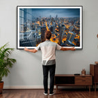Chicago Wall Art Canvas Print - Chicago City Downtown Night Cityscape