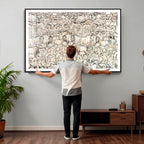 Abstract Bison Wall Art Canvas Print, Abstract Animal Art for Cabin Decor