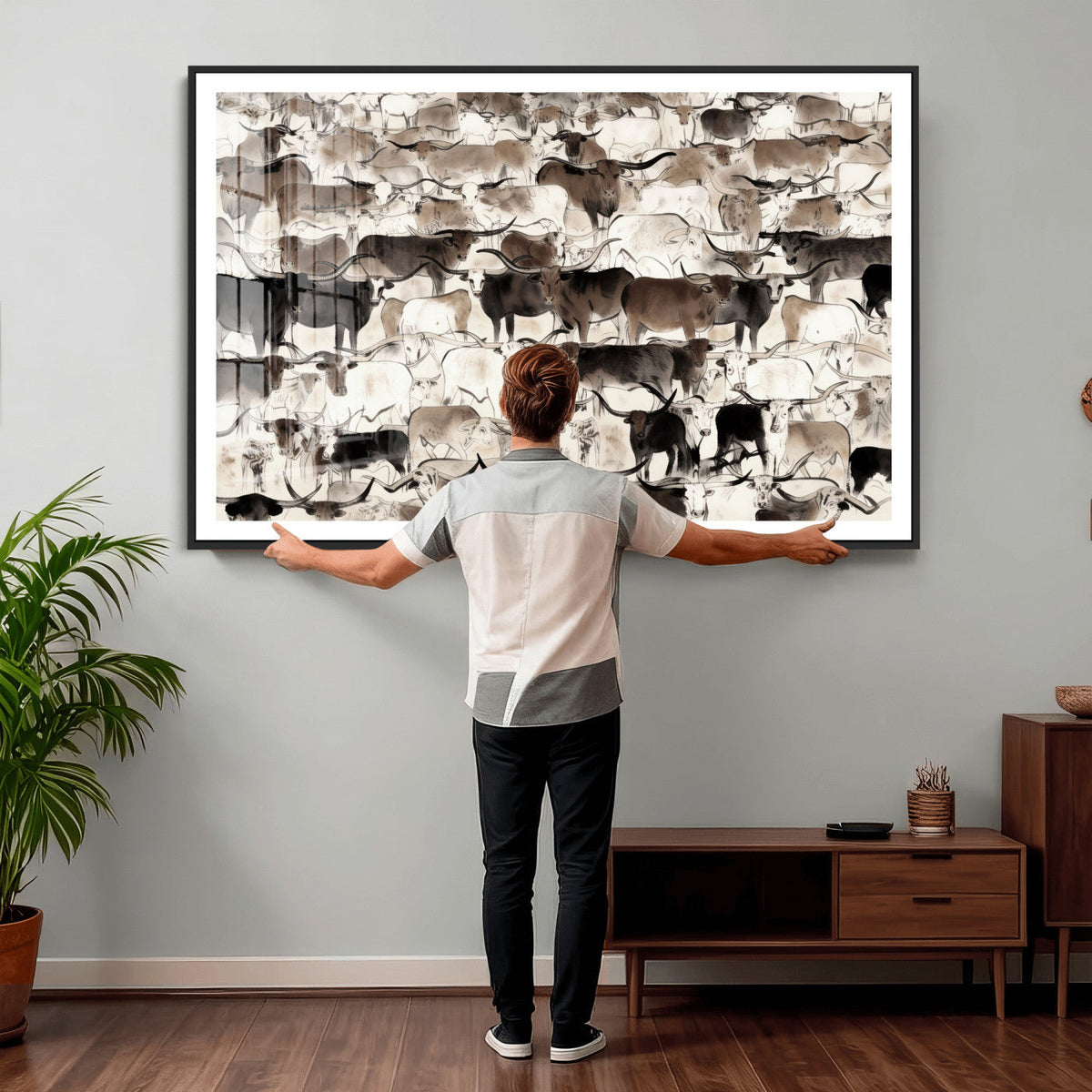 Abstract Texas Longhorn Print, Longhorn Herd Print