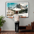 Snowy Mountain Wall Art Canvas Print, Alpine Pine Forest