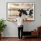 Texas Longhorn Bull Rustic Wall Art Canvas Print