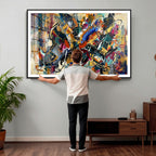 Geometric Abstract Wall Art Canvas Print, Orange Blue