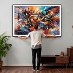 Geometric Abstract Wall Art Canvas Print, Orange Blue