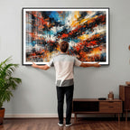 Lyrical Abstract Wall Art Canvas Print, Orange Blue Abstract
