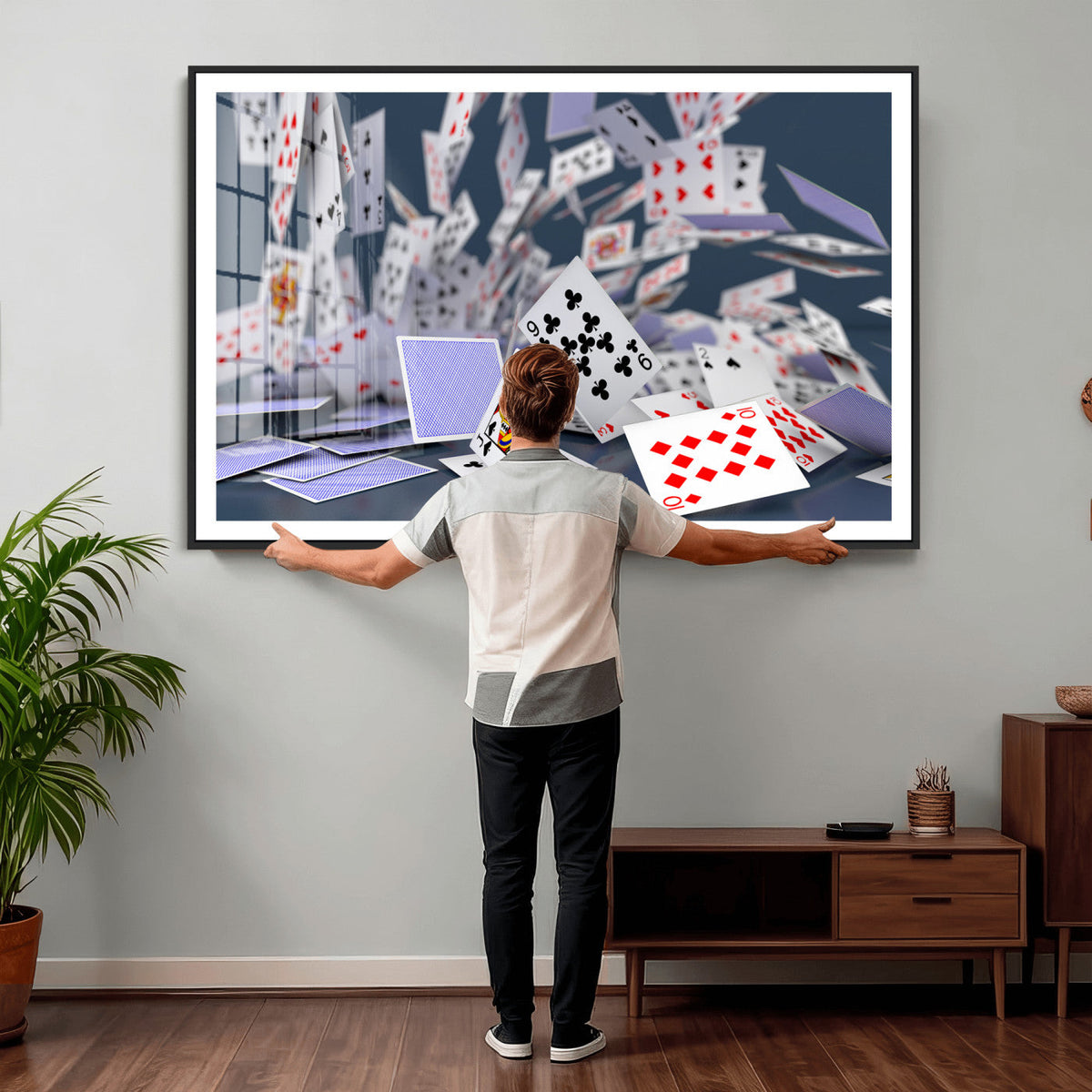 Playing Cards Canvas Wall Art | Casino Game Room Decor
