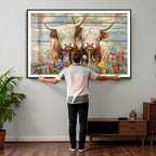 Cute Highland Cow Canvas Wall Art - Rustic Farmhouse Decor