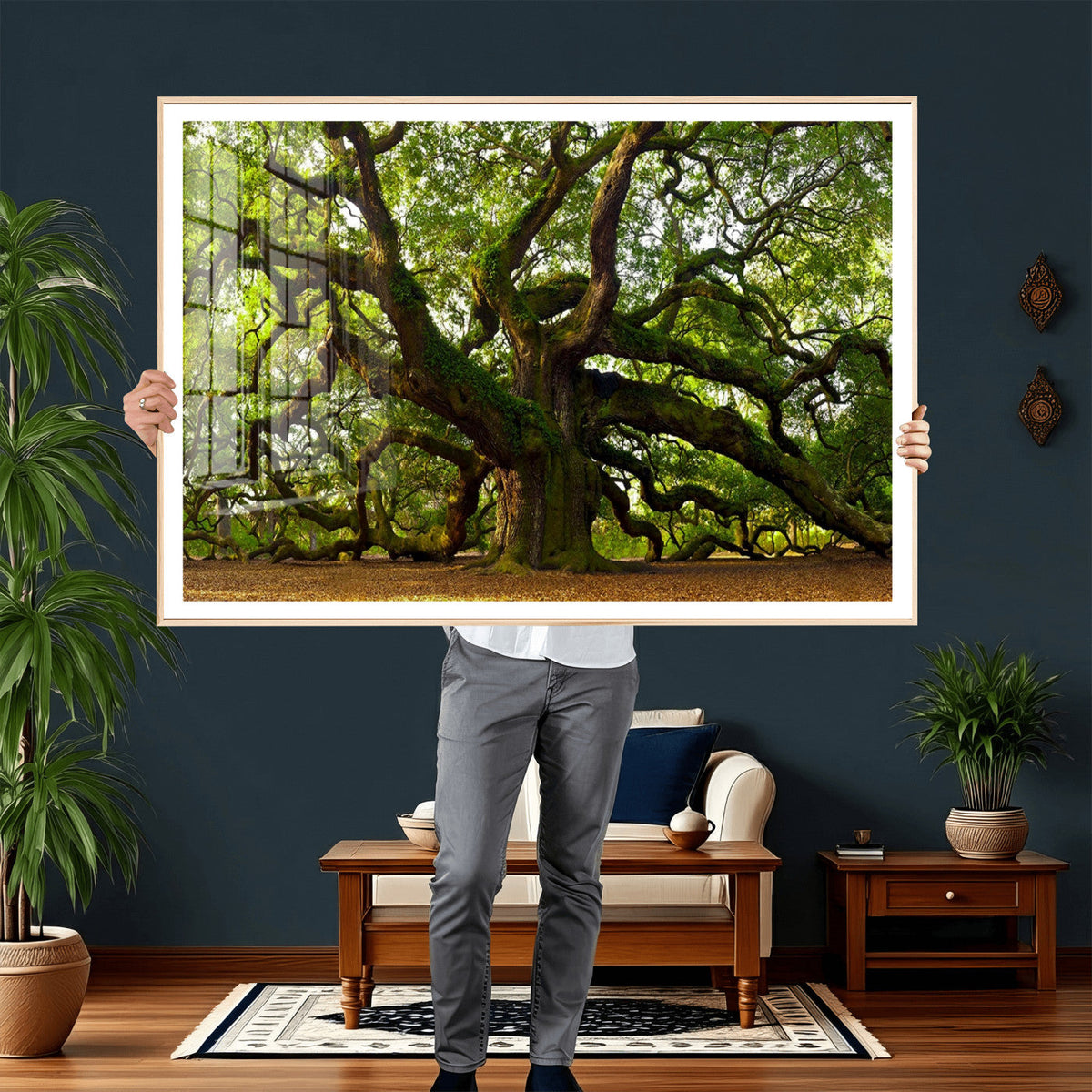 Angel Oak Tree Wall Art Canvas Print | Forest Tree Nature Photography Print