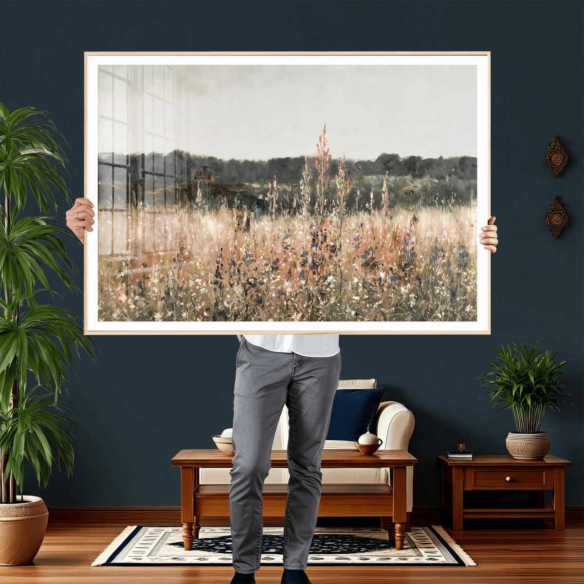 Rustic Field Landscape Wall Art Print, Giclee Canvas Wall Art