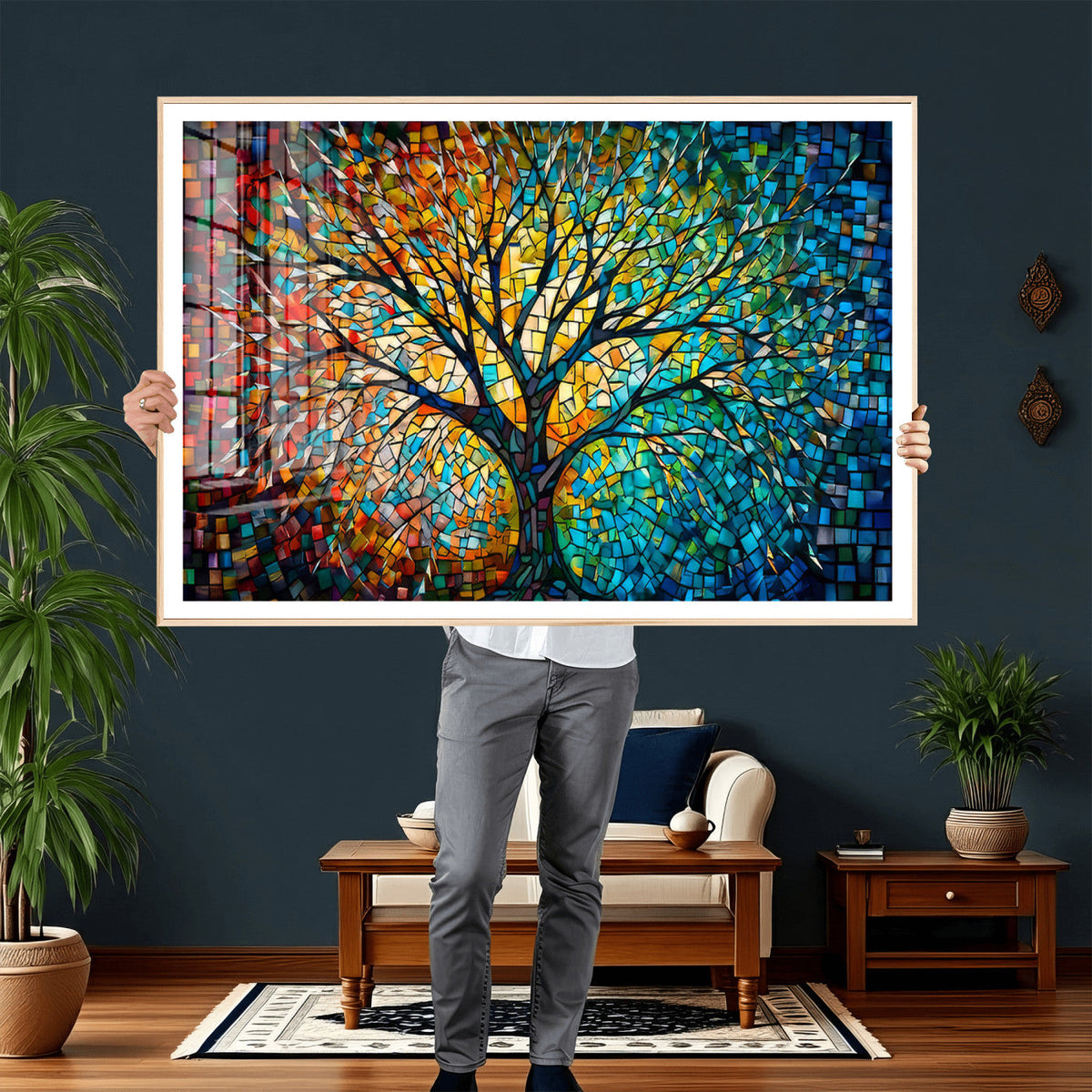 Yggdrasil Tree of Life Wall Art Print | Mosaic Style Canvas Wall Art