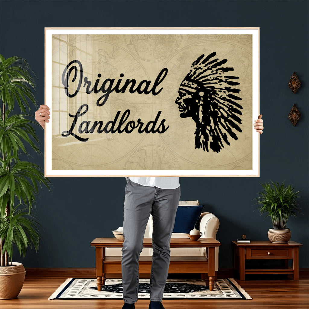 Original Landlords Wall Art Canvas Print, Native American Silhouette Artwork