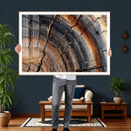 Abstract Tree Ring Wall Art Print, Natural Rustic Wood Grain Canvas