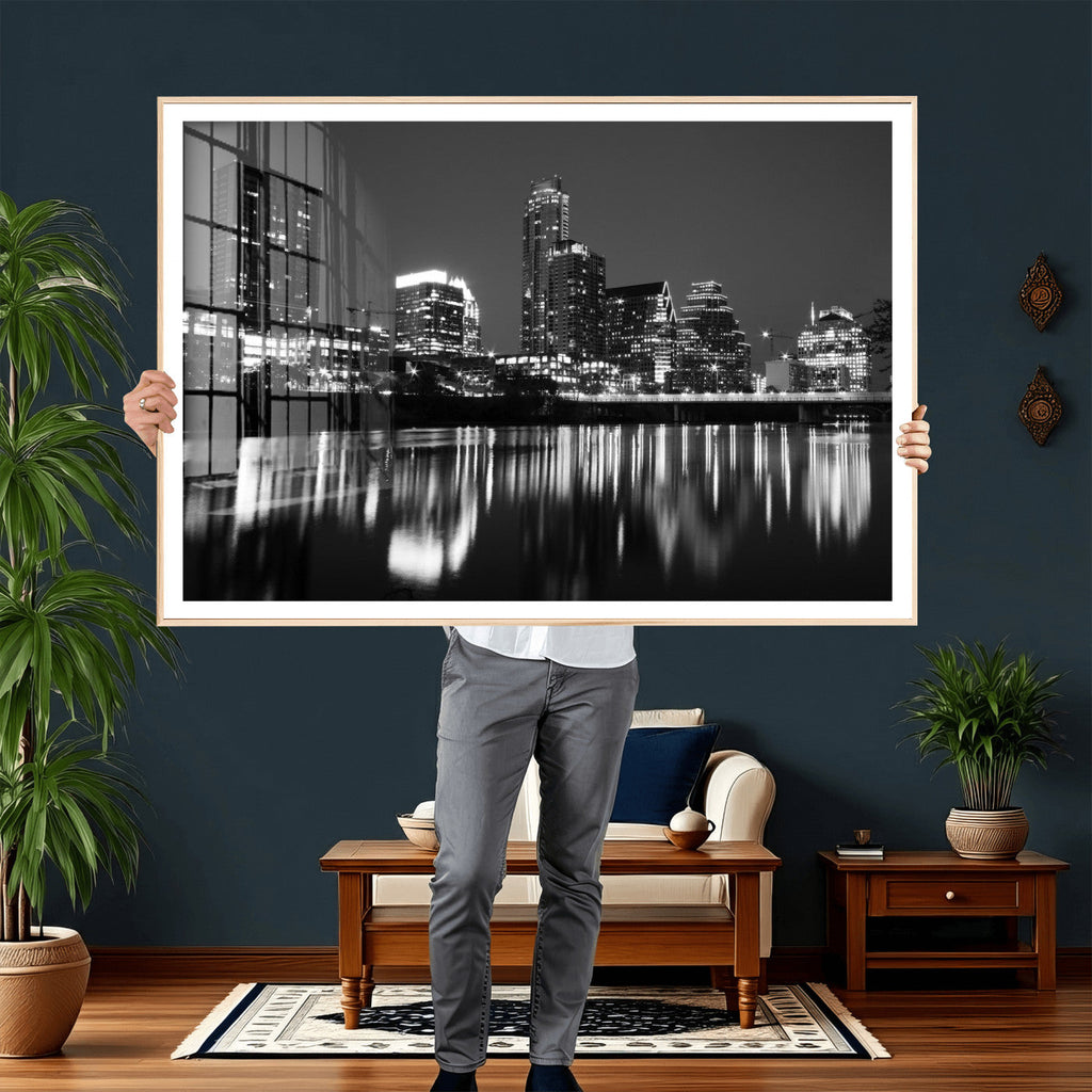 Austin Skyline Wall Art Canvas Print, Austin Downtown Night Cityscape