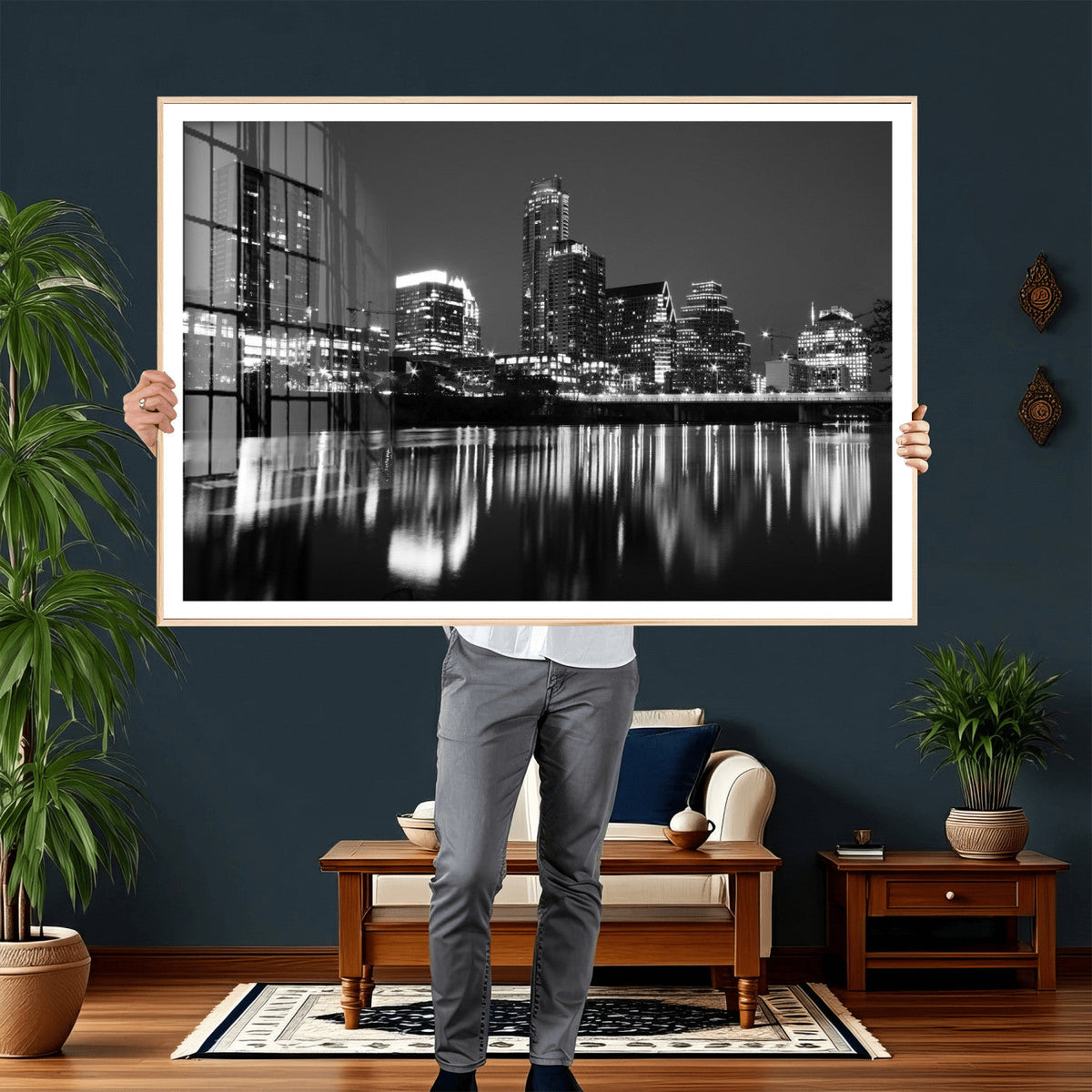 Austin Skyline Wall Art Canvas Print, Austin Downtown Night Cityscape