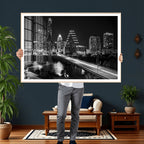 Austin Skyline Wall Art Canvas Print, Austin Downtown Night Cityscape