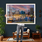 Baltimore Skyline Wall Art Canvas Print, Baltimore Downtown Night Cityscape