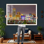 Baltimore Skyline Wall Art Canvas Print, Baltimore Downtown Night Cityscape
