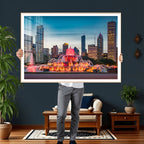Chicago Wall Art Canvas Print - Chicago City Downtown Night Cityscape