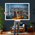 Chicago Wall Art Canvas Print - Chicago City Downtown Night Cityscape