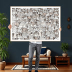 Abstract Texas Cow Wall Art Canvas Print, Farm Longhorn Art for Cabin Decor