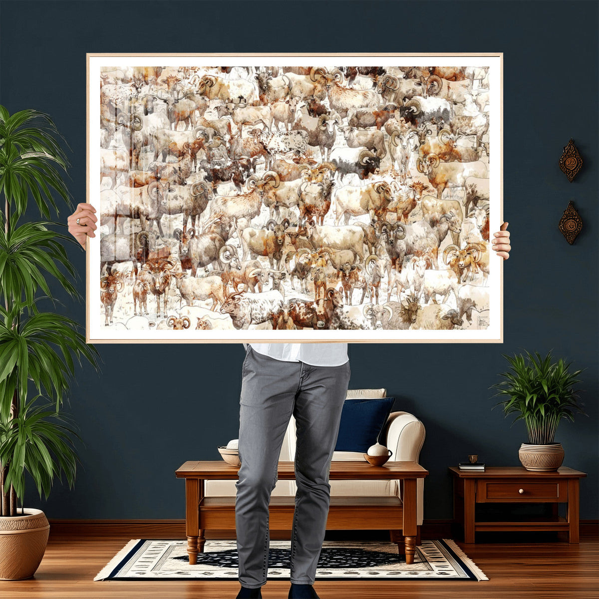 Farmhouse Bighorn Sheep Wall Art Canvas Print