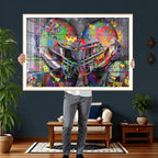 Graffiti Football Helmets Wall Art Canvas Print, Urban Street Art