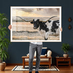 Texas Longhorn Bull Rustic Wall Art Canvas Print