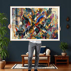 Geometric Abstract Wall Art Canvas Print, Orange Blue