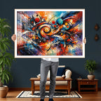 Geometric Abstract Wall Art Canvas Print, Orange Blue