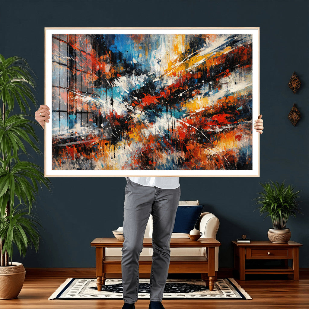 Lyrical Abstract Wall Art Canvas Print, Orange Blue Abstract