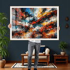 Lyrical Abstract Wall Art Canvas Print, Orange Blue Abstract