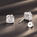 925 Sterling Silver White Gold Plated 0.7x0.7cm Pavé CZ Earrings for Women