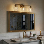 Luster - 3 Lights Vanity With Clear Wall Lamp Satin - Clear / Gold