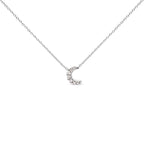 10K White Gold Diamond Accented Crescent Moon Shaped 18" Inch Pendant Necklace (H-I Color, I1-I2 Clarity)