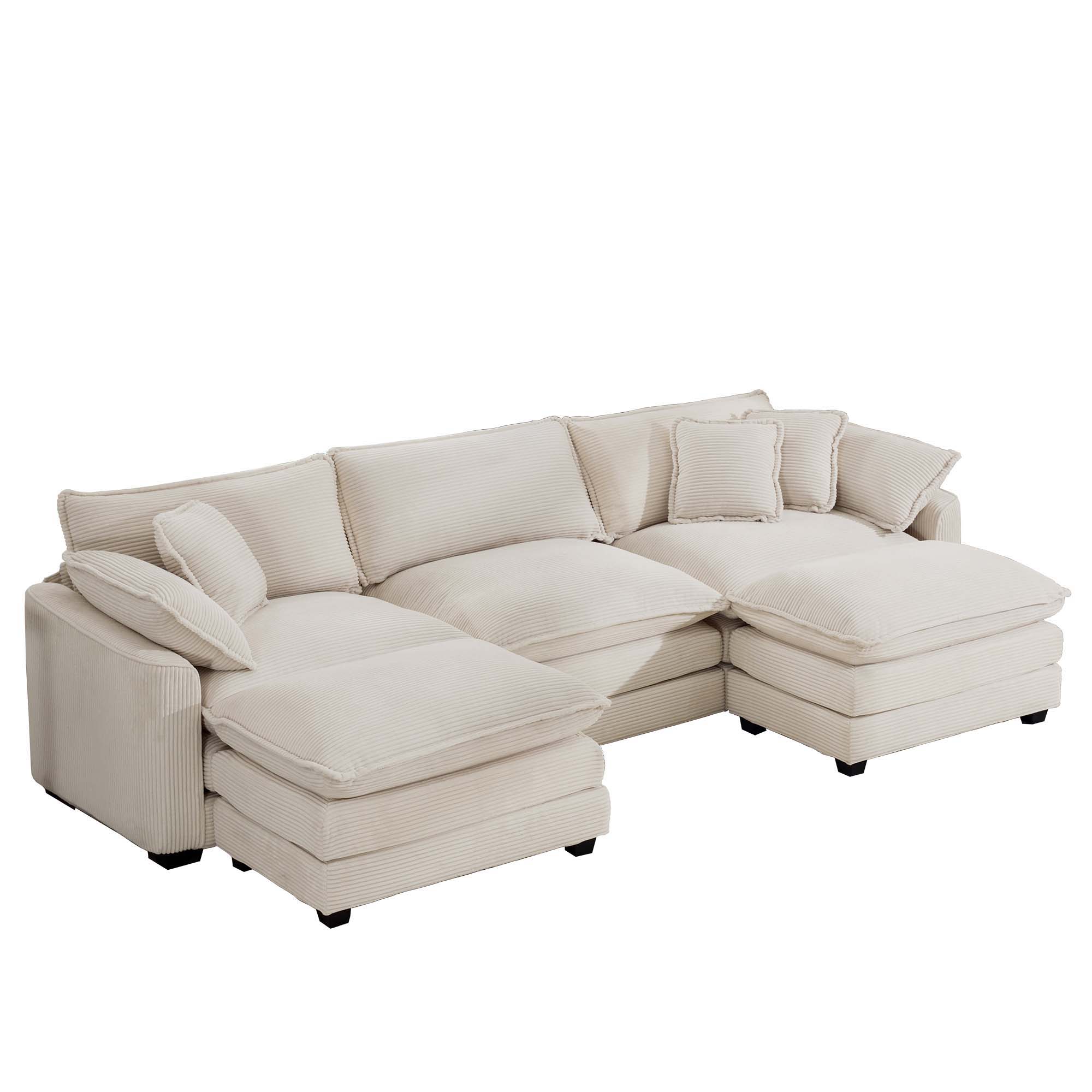 Modern Oversized Modular Cushion Sofa With Ottoman