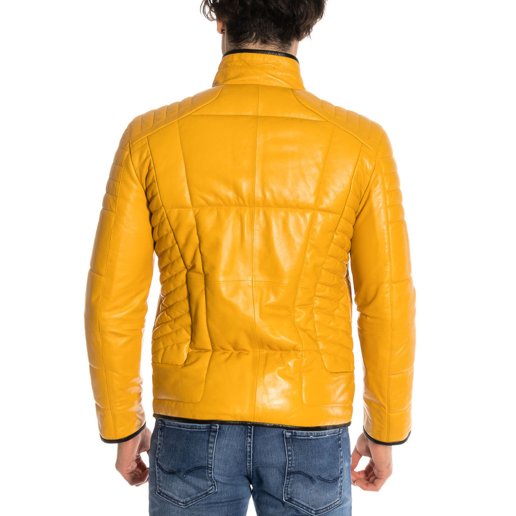Travis Leather Jacket // Yellow