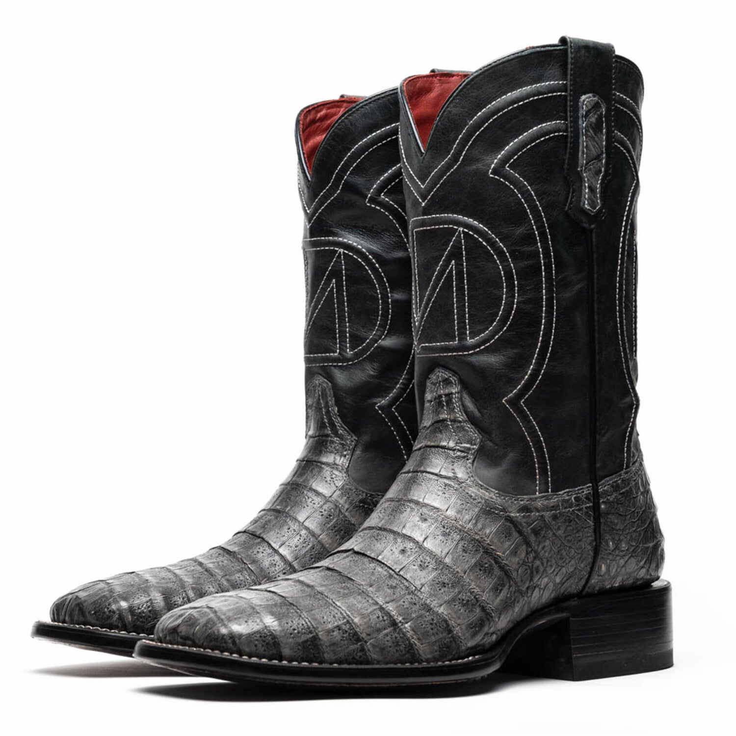 Tucson // Caiman Belly Leather Western Boots // Stone Gray