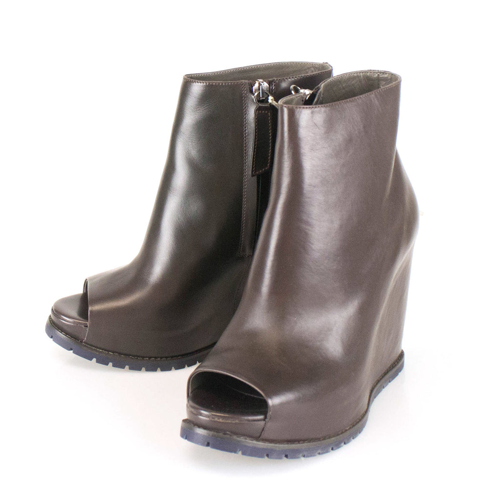 Women's Open Toe Booties Boots // Brown