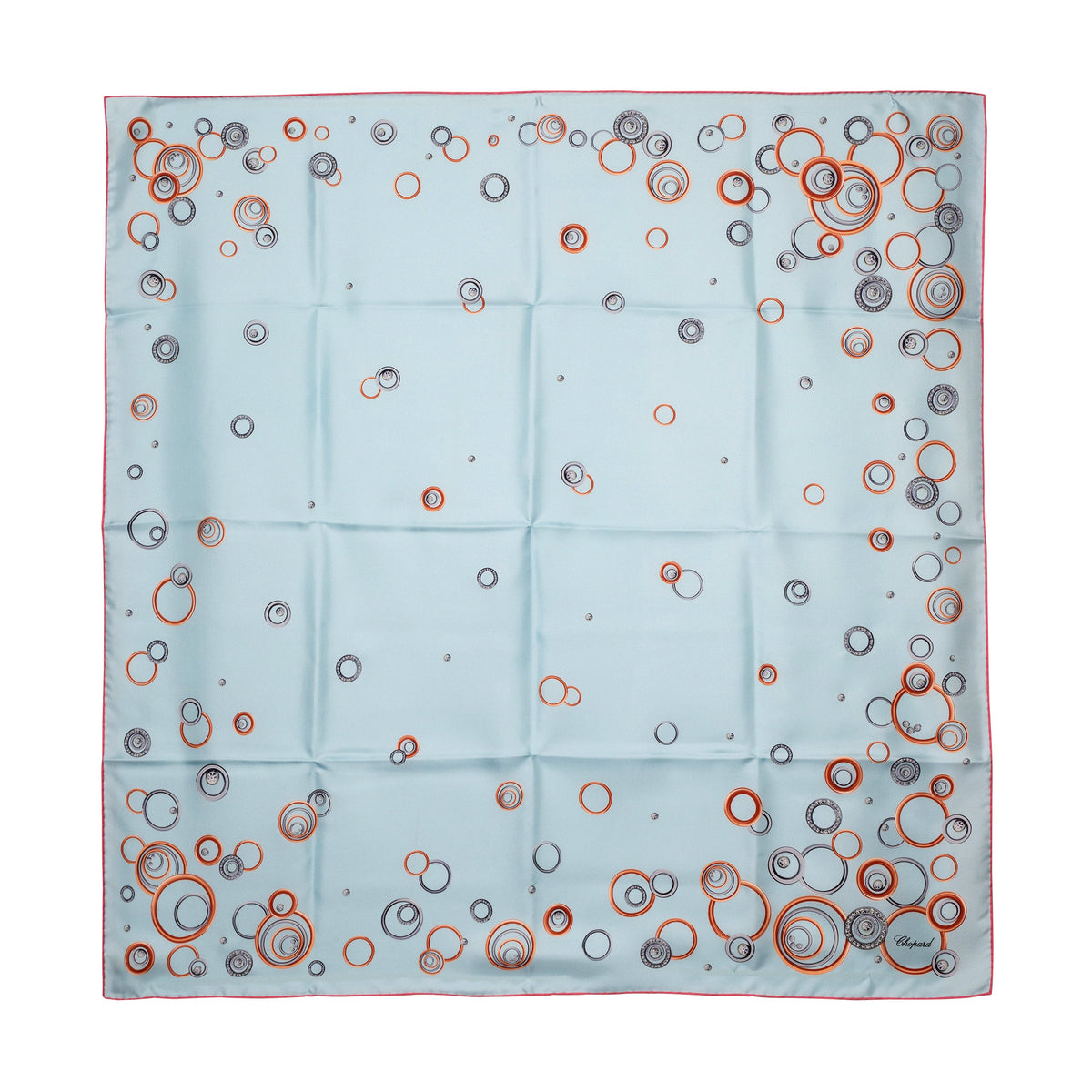Chopard Happy Spirit Sky Blue Organic Silk Twill Womens Foulard Scarf 95002-0683