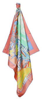 Chopard Red Carpet Light Coral Organic Silk Twill Womens Foulard Scarf 95002-0689