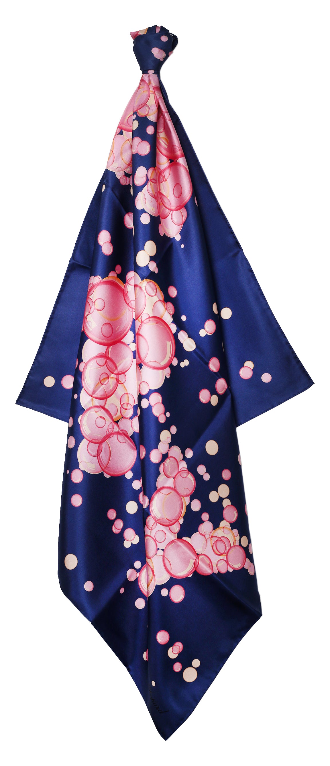 Chopard Happy Bubbles Navy Blue Organic Silk Twill Womens Foulard Scarf 95002-0720