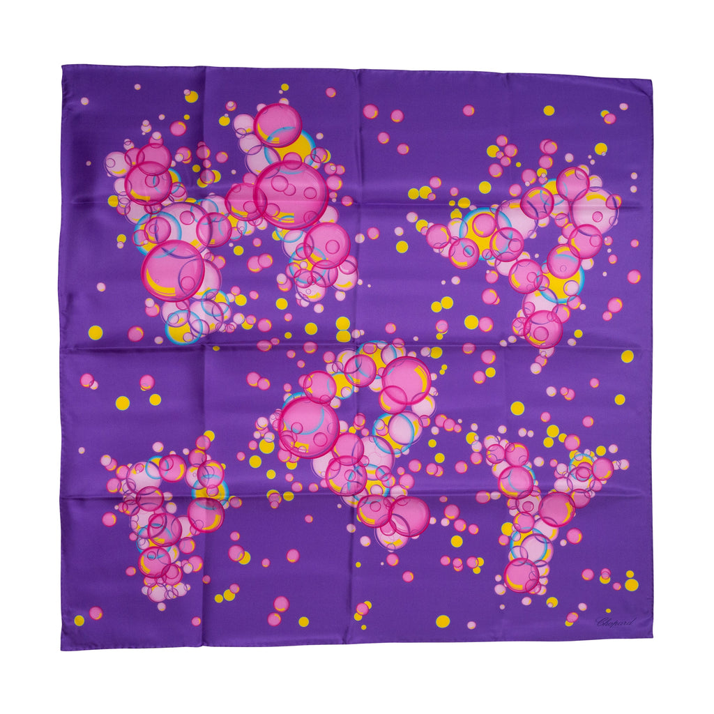 Chopard Happy Bubbles Purple Organic Silk Twill Womens Foulard Scarf 95002-0723
