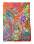 Chopard Animal World Coral/Turquoise Organic Silk Chiffon Womens Stole/Scarf 95005-0473