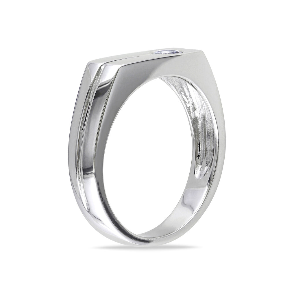 0.3 TGW White Sapphire Bezel Ring // Sterling Silver