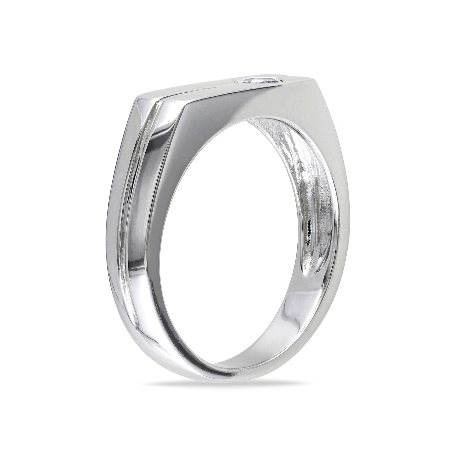 0.3 TGW White Sapphire Bezel Ring // Sterling Silver