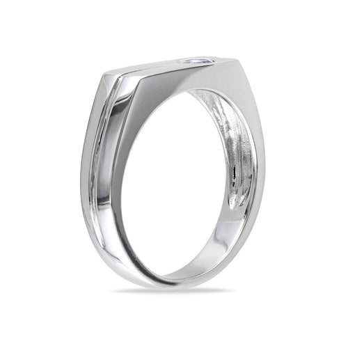 0.3 TGW White Sapphire Bezel Ring // Sterling Silver